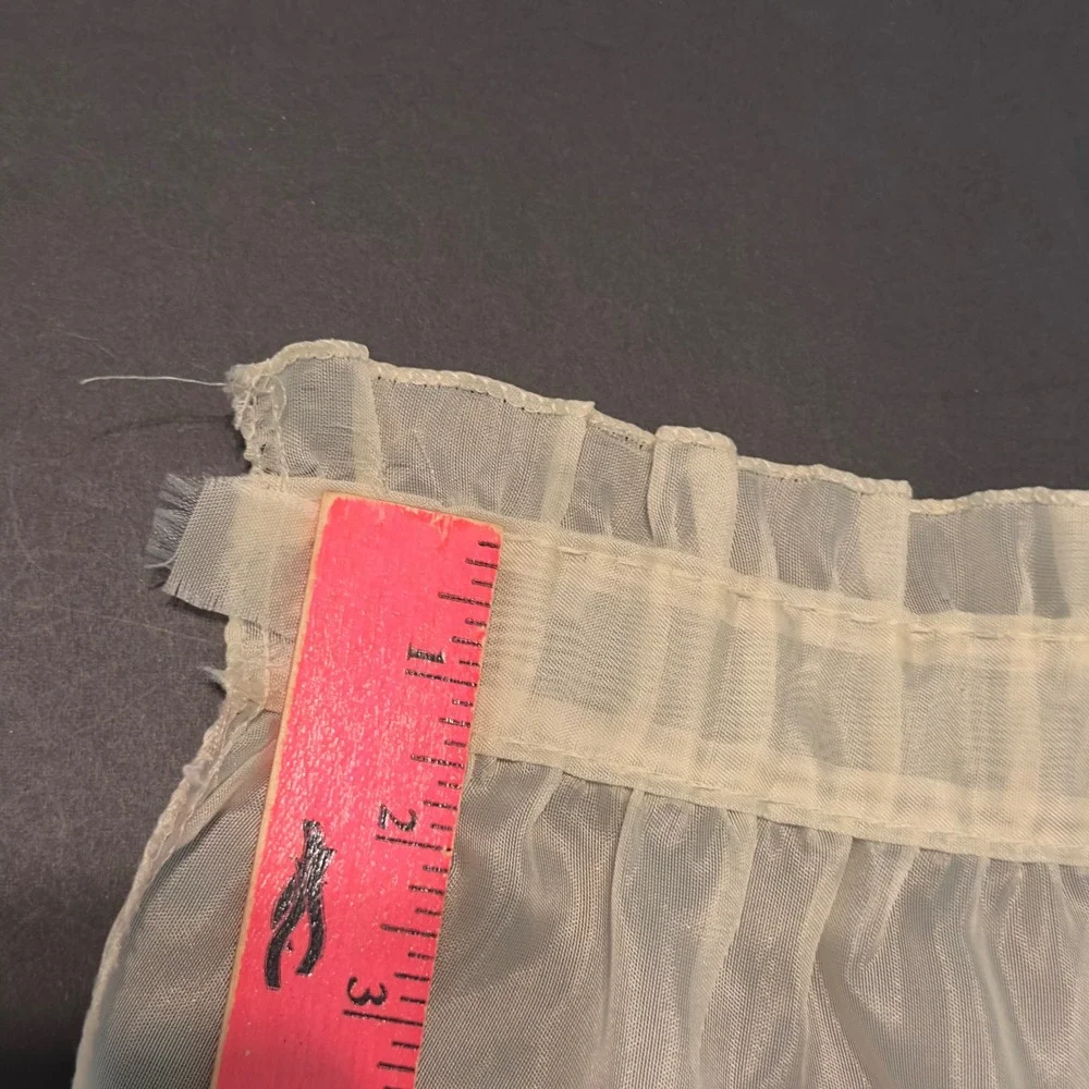 Sears Valance Set Cream Sheer Ruffled Vintage 52x12 Window Treatments 3pc